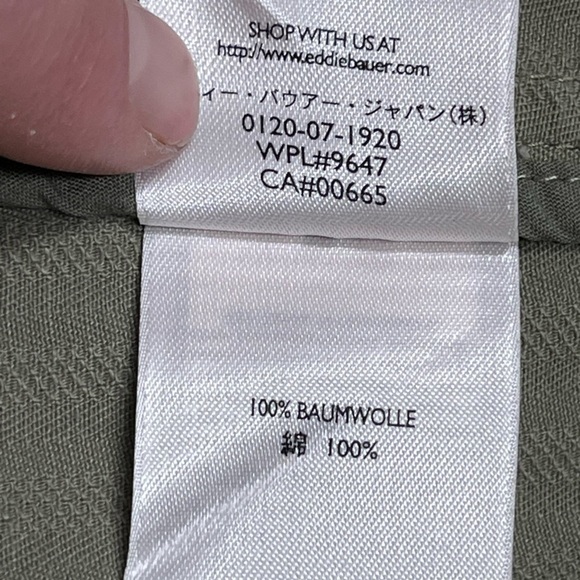 Eddie Bauer Button-down Jacket 100% Cotton Olive Drab Color Military Sz 12 EUC - Picture 12 of 13